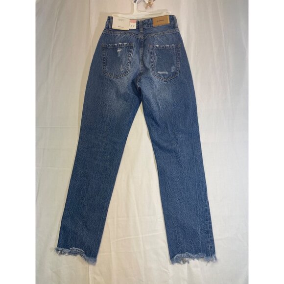 Stradivarius mom fit blue Jeans distressed super tiro alto size 00 - Picture 9 of 13